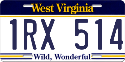 WV license plate 1RX514