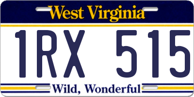 WV license plate 1RX515