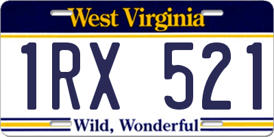 WV license plate 1RX521