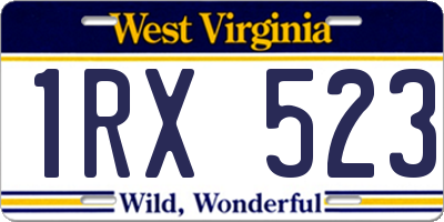 WV license plate 1RX523