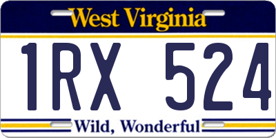 WV license plate 1RX524