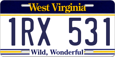 WV license plate 1RX531