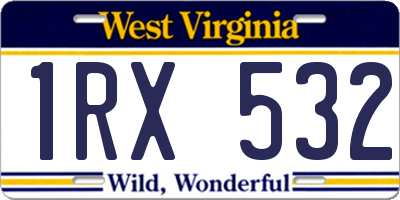 WV license plate 1RX532