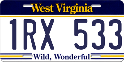 WV license plate 1RX533