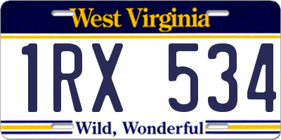 WV license plate 1RX534