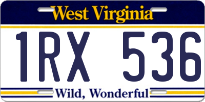 WV license plate 1RX536