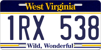 WV license plate 1RX538