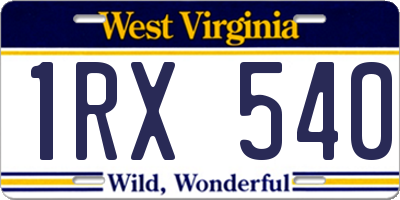 WV license plate 1RX540