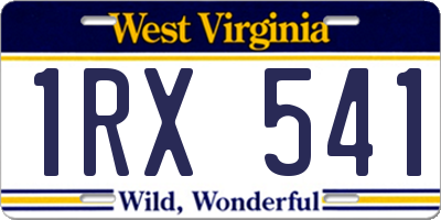 WV license plate 1RX541