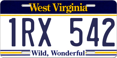 WV license plate 1RX542