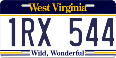 WV license plate 1RX544