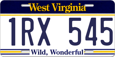 WV license plate 1RX545
