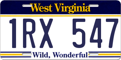 WV license plate 1RX547