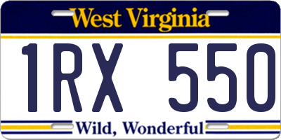 WV license plate 1RX550