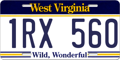 WV license plate 1RX560