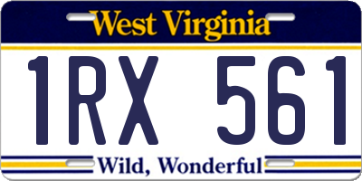 WV license plate 1RX561