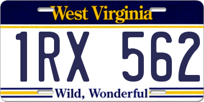 WV license plate 1RX562