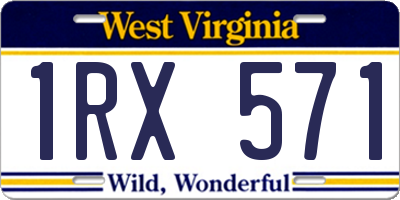 WV license plate 1RX571