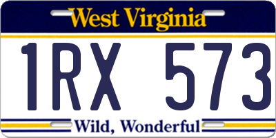 WV license plate 1RX573