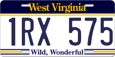 WV license plate 1RX575