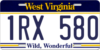 WV license plate 1RX580