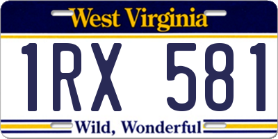 WV license plate 1RX581