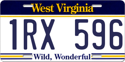 WV license plate 1RX596