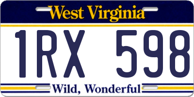 WV license plate 1RX598