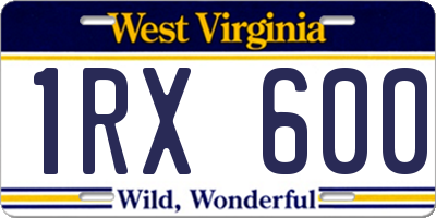 WV license plate 1RX600