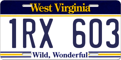 WV license plate 1RX603