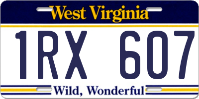 WV license plate 1RX607