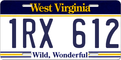 WV license plate 1RX612