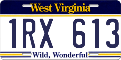 WV license plate 1RX613