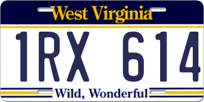 WV license plate 1RX614