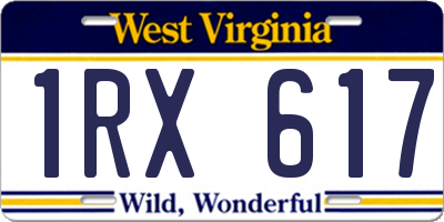 WV license plate 1RX617