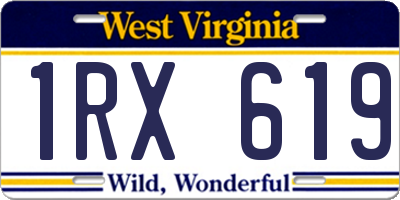WV license plate 1RX619