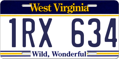 WV license plate 1RX634