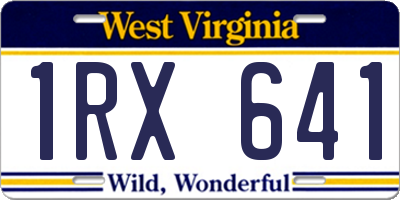 WV license plate 1RX641