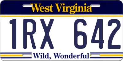 WV license plate 1RX642