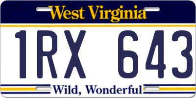 WV license plate 1RX643