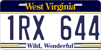 WV license plate 1RX644