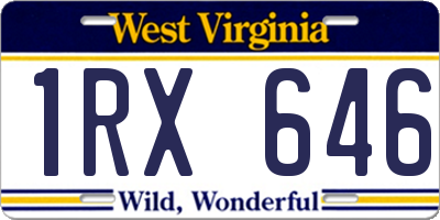 WV license plate 1RX646