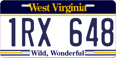 WV license plate 1RX648