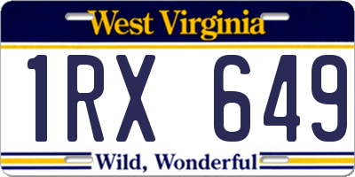 WV license plate 1RX649