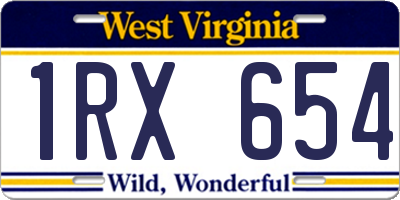 WV license plate 1RX654
