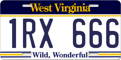 WV license plate 1RX666
