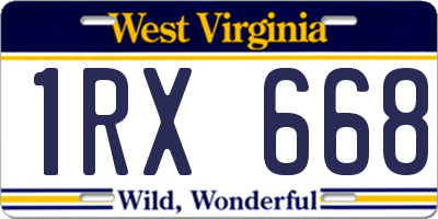 WV license plate 1RX668