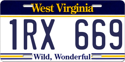 WV license plate 1RX669