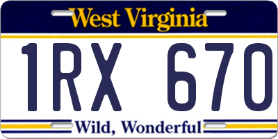 WV license plate 1RX670