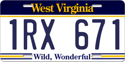 WV license plate 1RX671